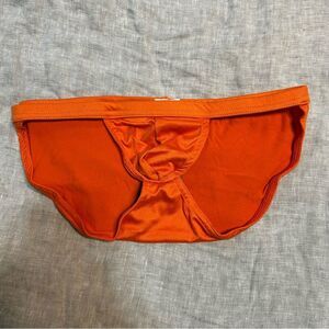 N2N Bodywear Shiny Orange High Cut Pouch Bikini Brief Size Large NWT